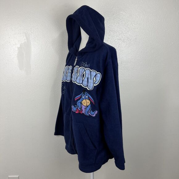 Vintage Wonderful World of Disney Sweater Women's Plus 2X Blue Eeyore Fleece Zip - Picture 2 of 13